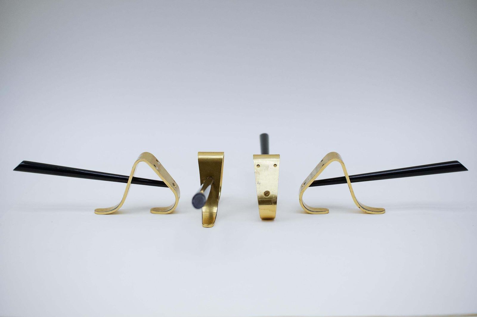 Set Of 4 Mid Century Brass Wall Hooks, Austria, 1950s photo Furniture