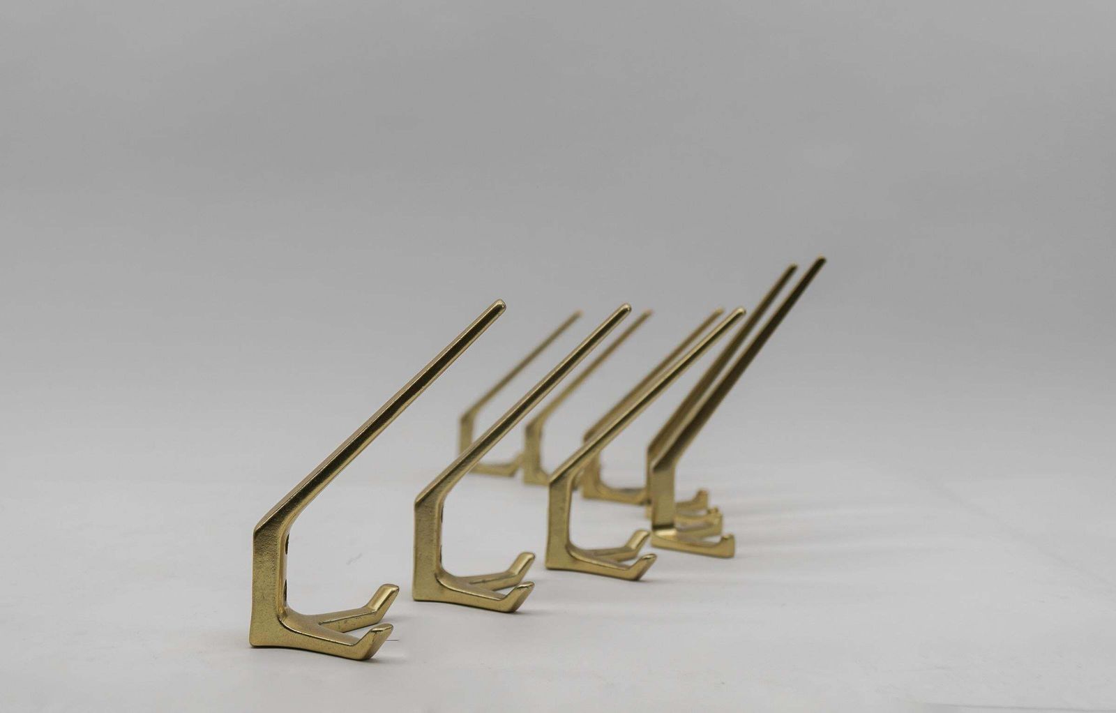 Set Of 8 Mid Century Modern Brass Wall Hooks, Austria, 1960s photo 1529.0