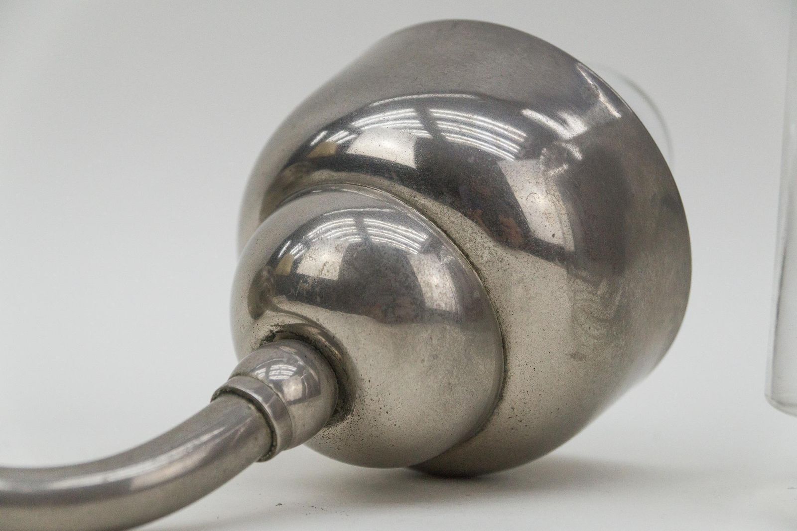 1274.0 Lovely And Rare Art Deco Outdoor Nickel Plated And Glass Arc Wall Lamp, Austria photo