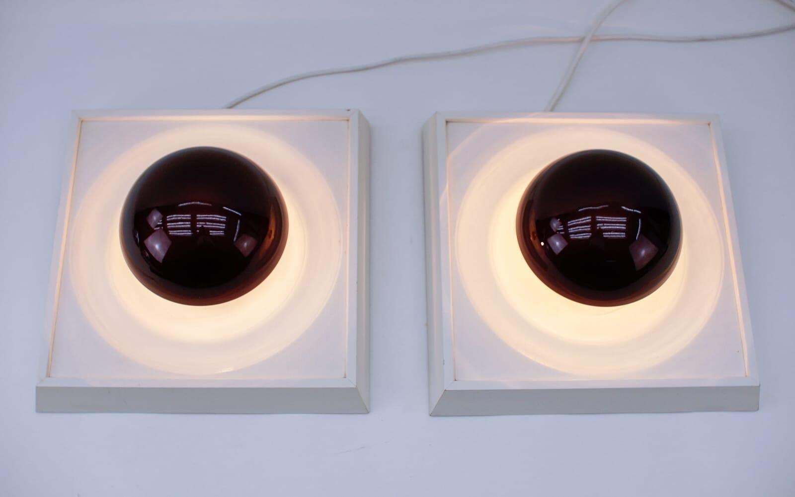 Pair Of Rare Flush Mounts Or Wall Lamps By Temde, Switzerland, 1960s photo for sale
