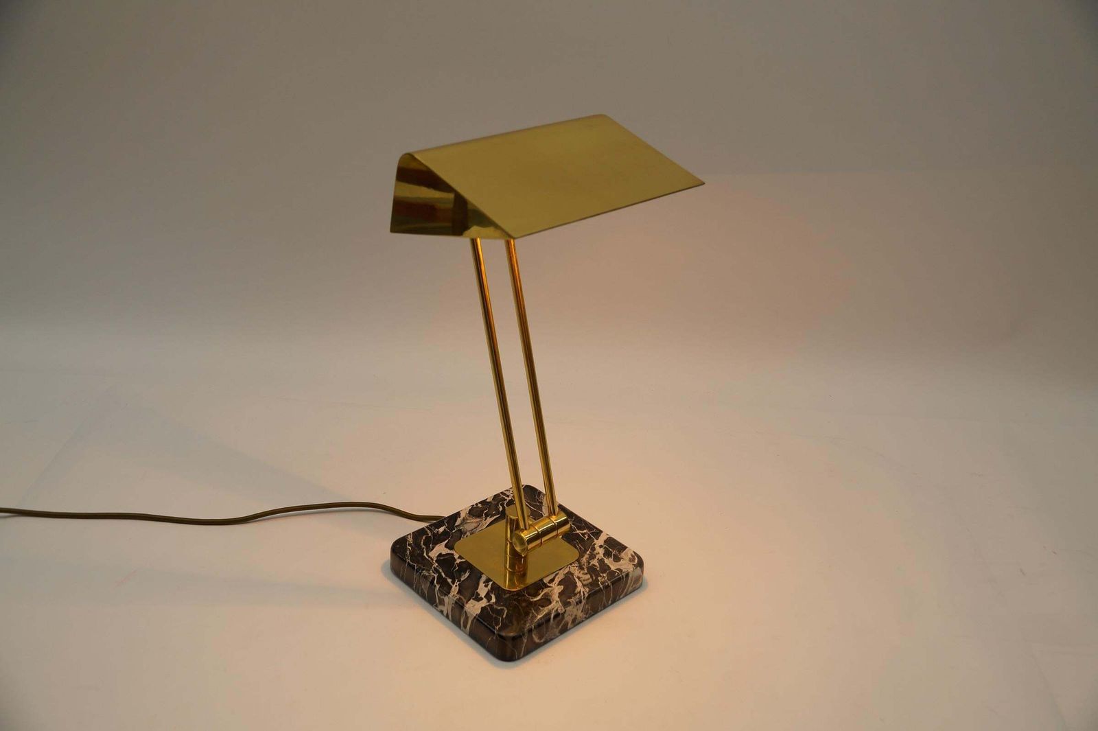 Golden Bankers Table Lamp On Marble Foot, 1960s photo for sale