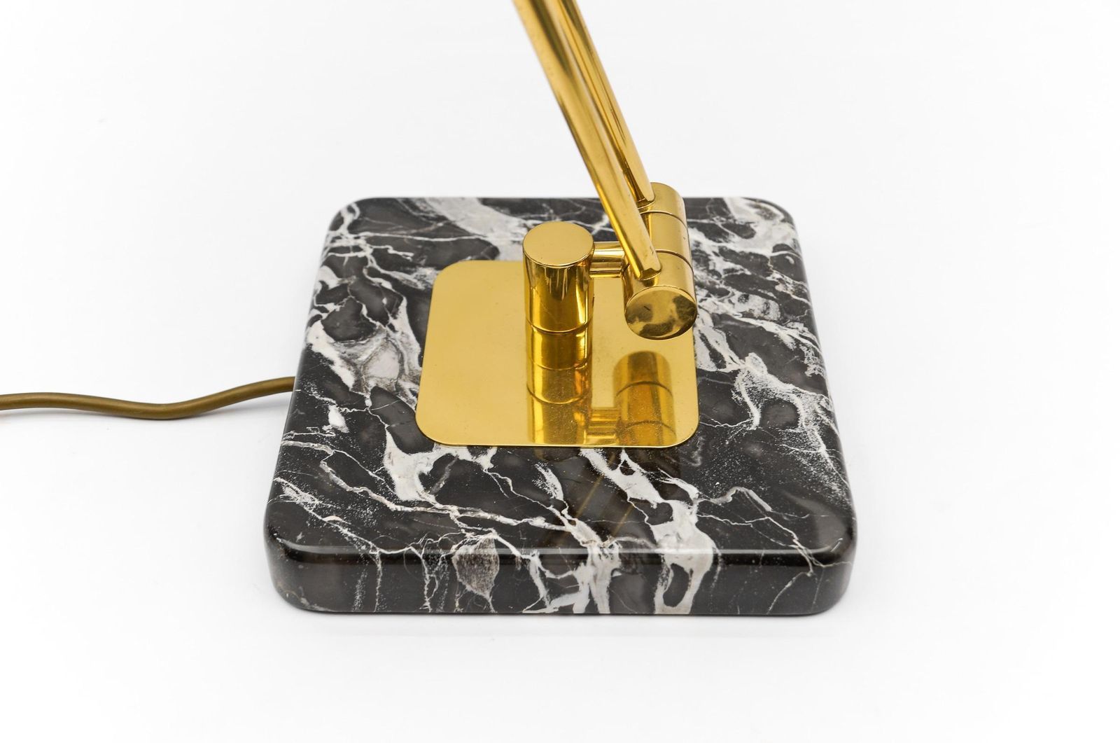 photo furniture Golden Bankers Table Lamp On Marble Foot, 1960s
