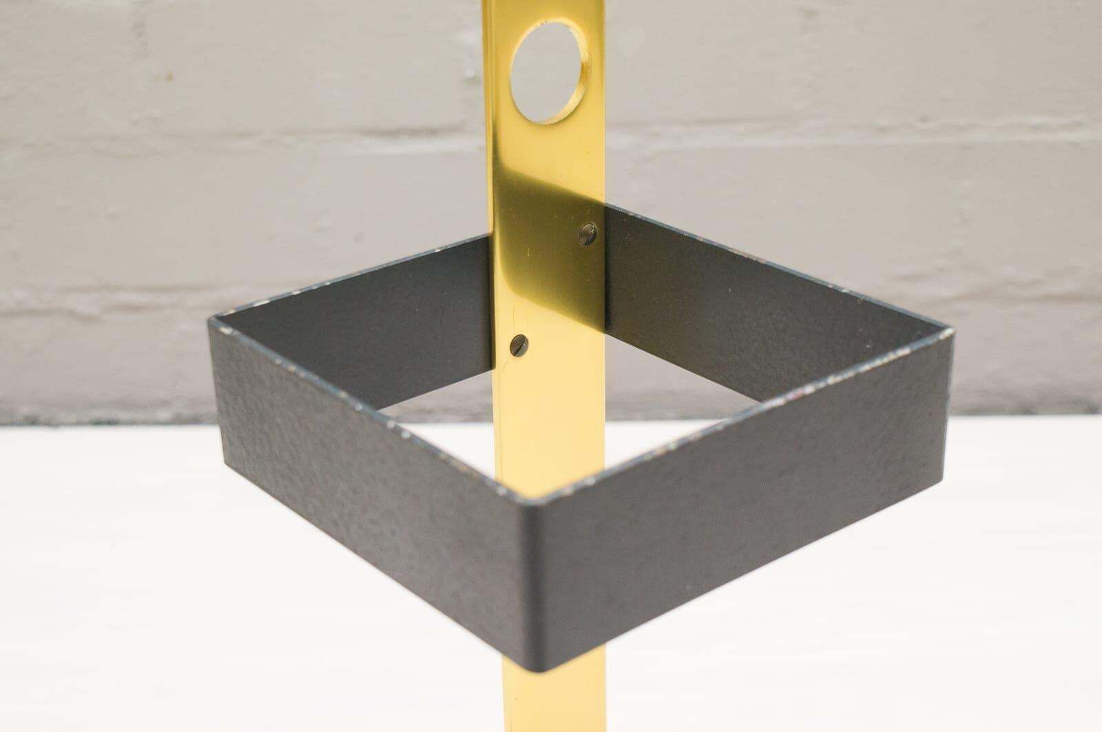 Minimalistic Mid Century Modern Umbrella Stand In Brass And Metal, Austria 1950s photo for sale