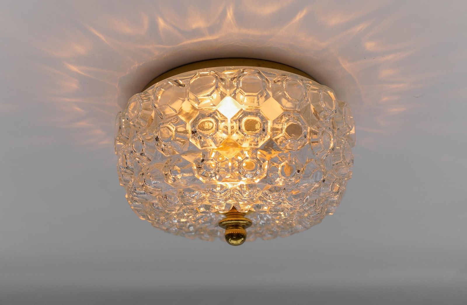 1 Of 4 Petite Elegant Flush Mount Lamp In Glass By Limburg, Gerrmany 1960s photo Lighting