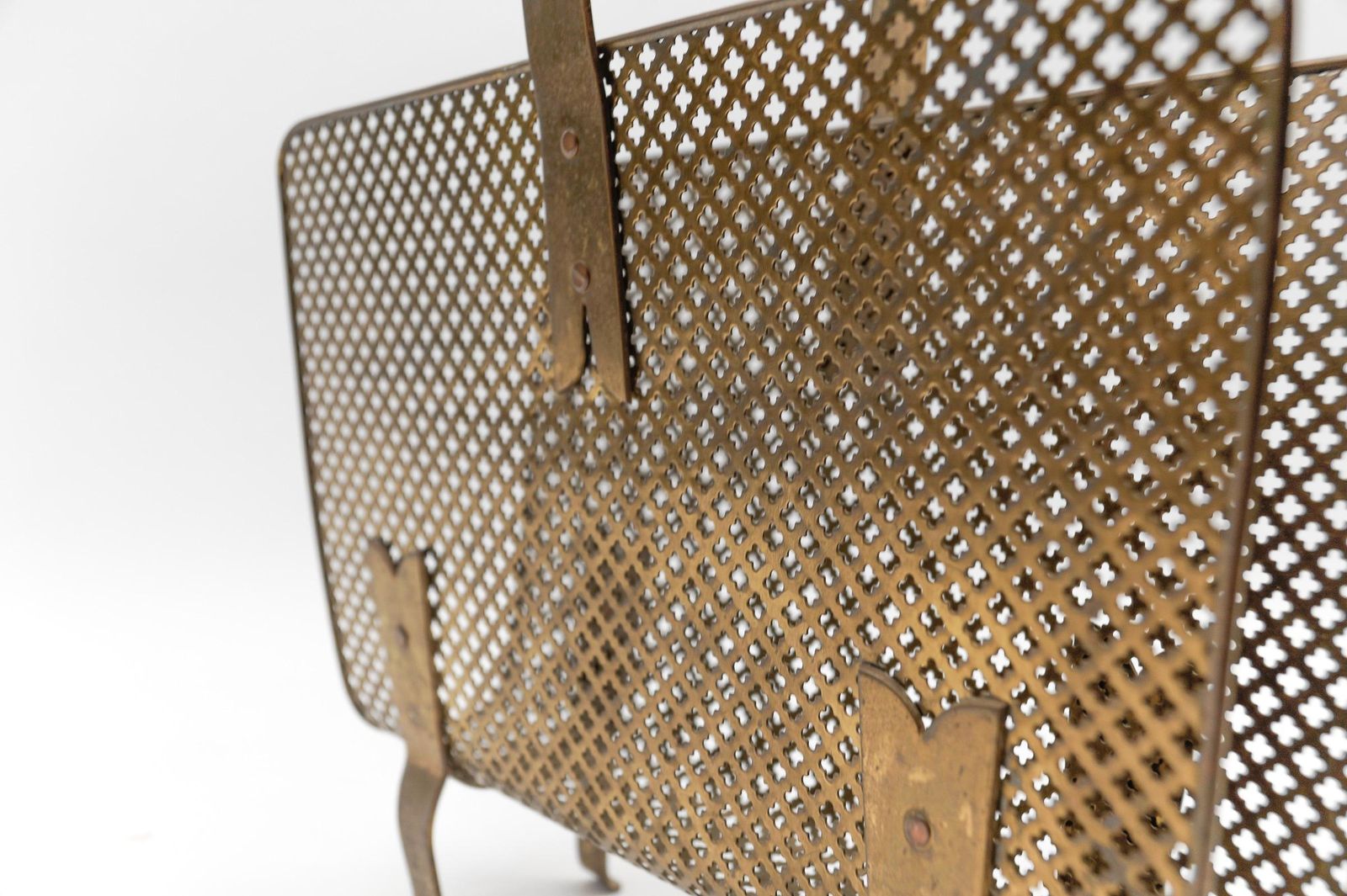 photo furniture Mathieu Mategot Style Brass And Bamboo Magazine Holder, Circa 1950s