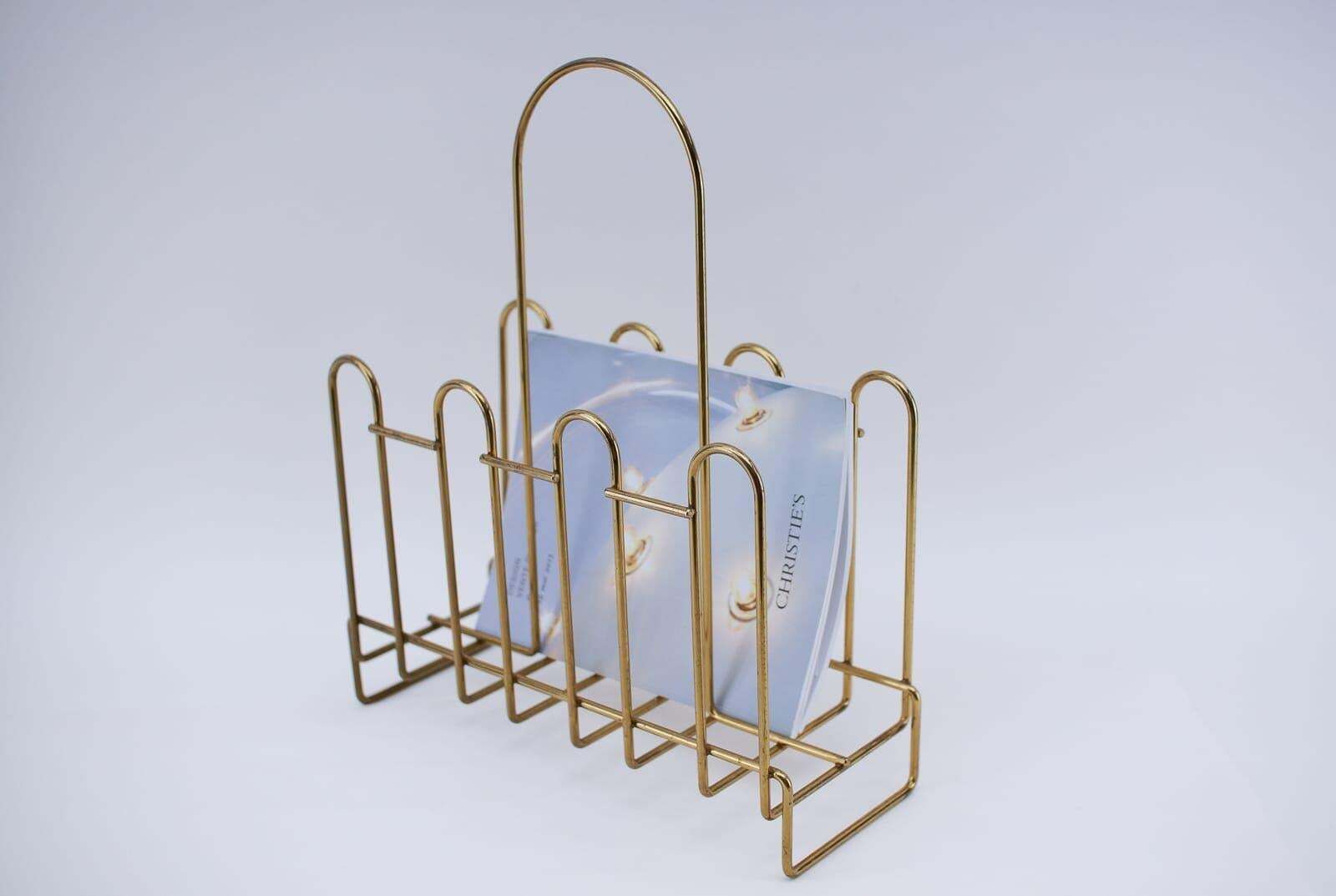 photo for sale Lovely Brass Magazine Rack Mid Century Modern, 1950s, Austria