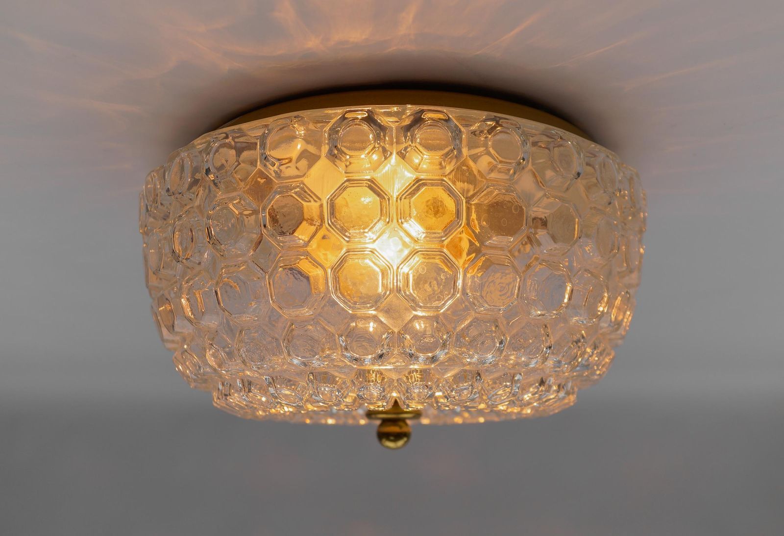1 Of 4 Large Flush Mount Lamp In Glass By Limburg, Gerrmany 1960s photo for sale
