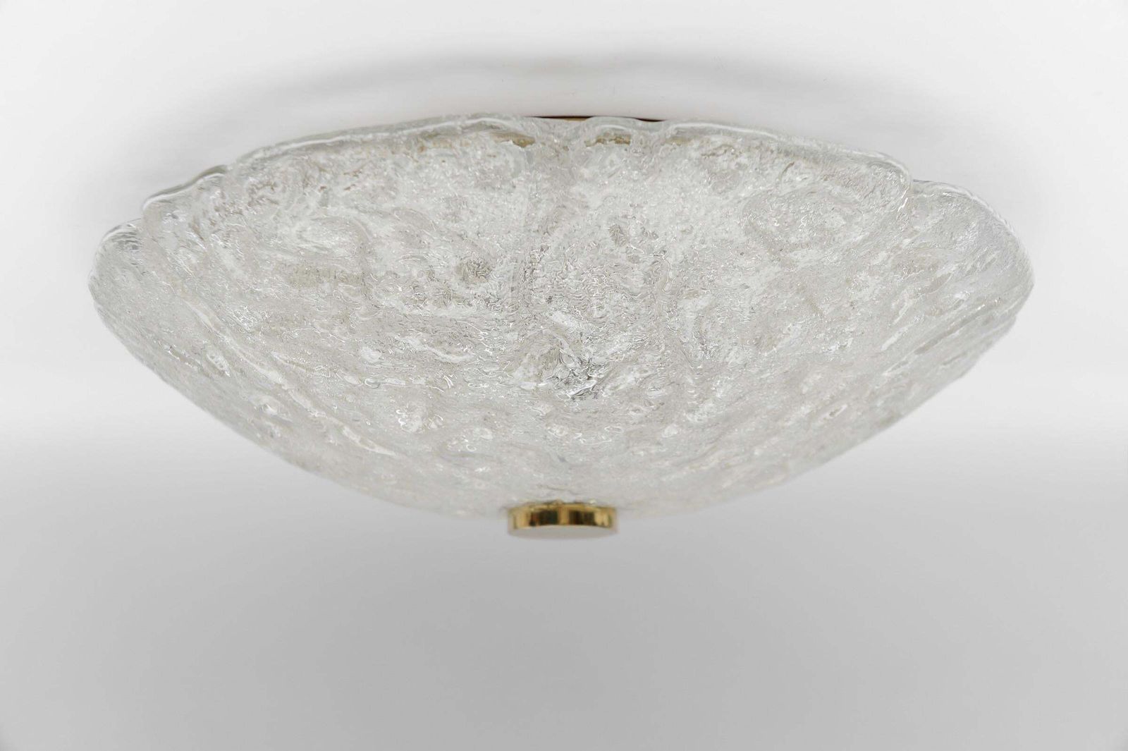 1 Of 2 Huge Elegant Flush Mount Lamp In Ice Glass By Limburg, Gerrmany 1960s photo 1062.0