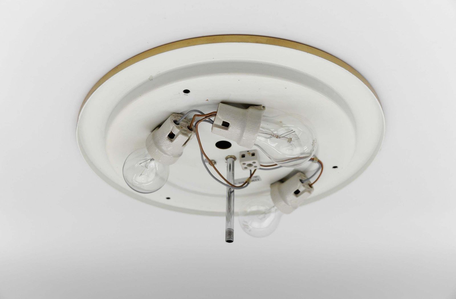 1062.0 1 Of 2 Huge Elegant Flush Mount Lamp In Ice Glass By Limburg, Gerrmany 1960s photo