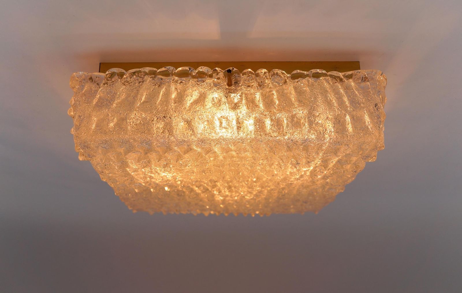Murano Glass Flush Mount Lamp With Crocodile Skin Surface Texture By Hillebrand photo furniture