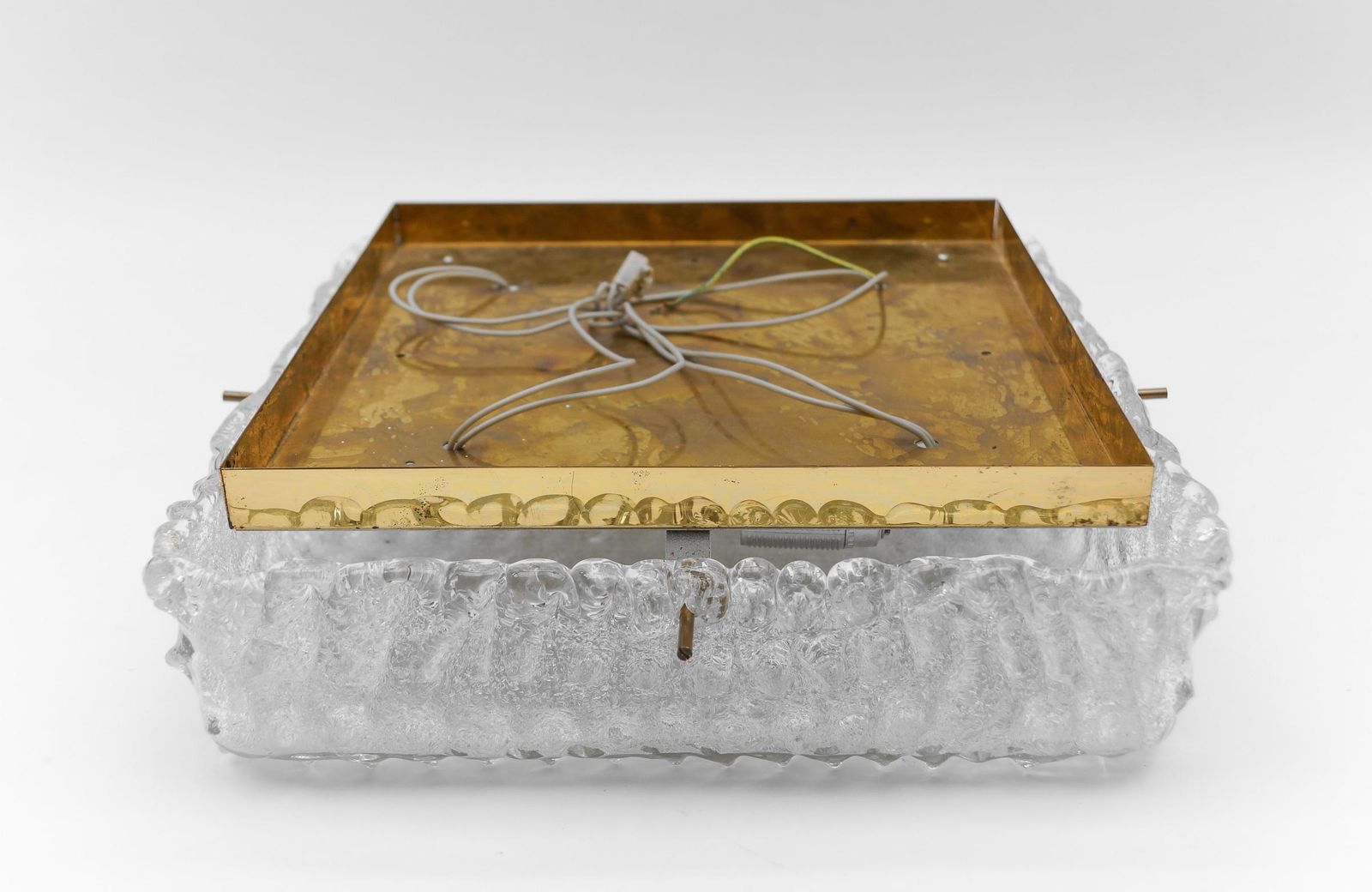 977.0 Murano Glass Flush Mount Lamp With Crocodile Skin Surface Texture By Hillebrand photo