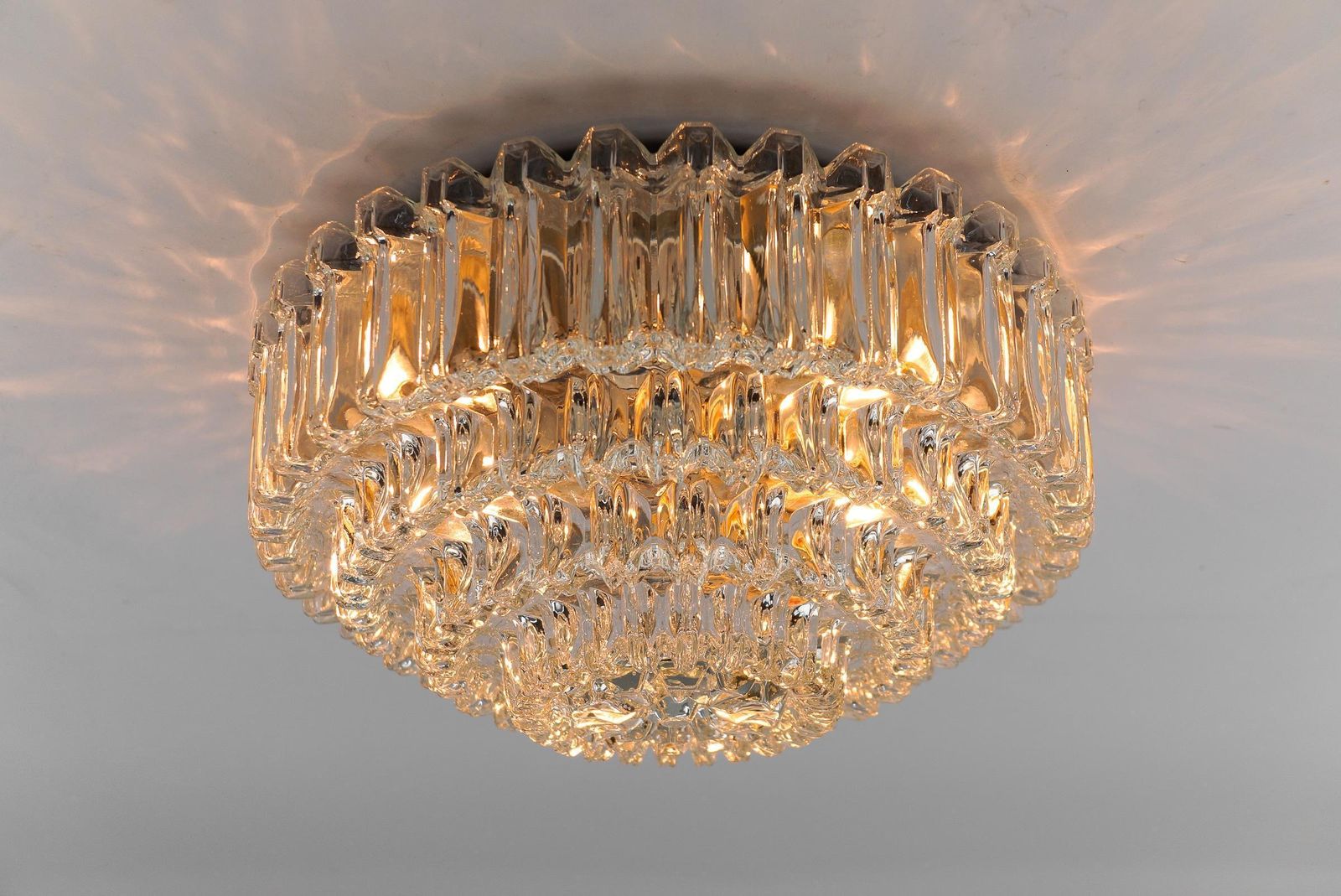 Elegant Four Tier Crystal Glass Flush Mount Light By Limburg, 1960s Germany photo furniture