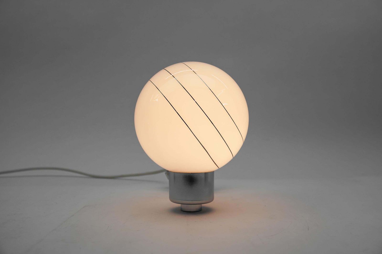 1529.0 Set Of 3 Space Age Chrome Wall Lamps With Milk Glass Ball Shades, 1970s photo