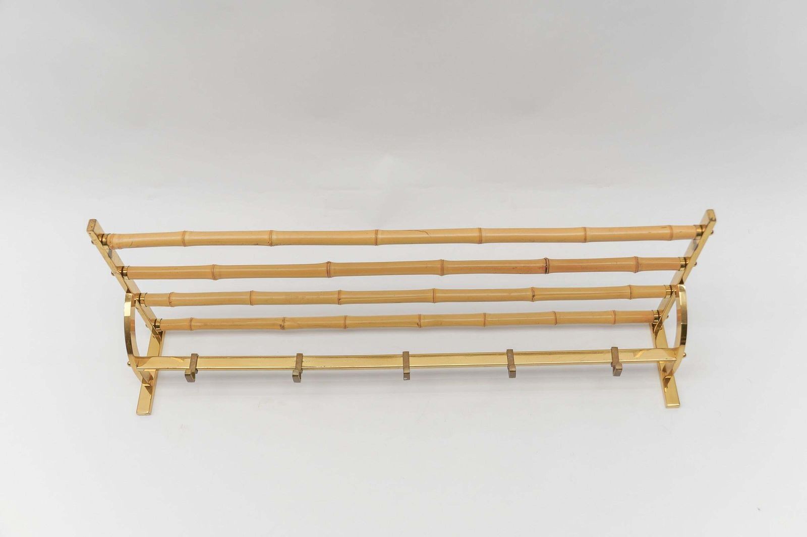 Rare Set Of Brass And Bamboo Coat Rack And Umbrella Stand, 1950 Italy photo vintage
