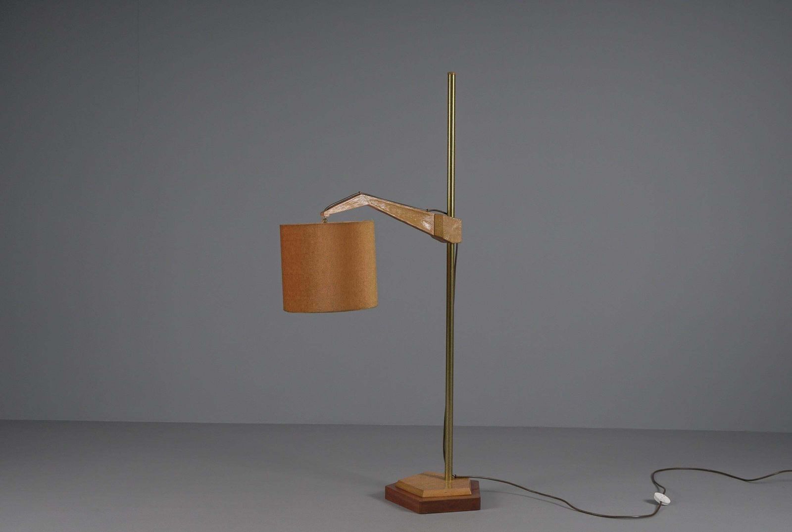 Unique Anthroposophic Floor Lamp In Wood, Brass And Fabric By Rudolf Dörfler photo 1827.0
