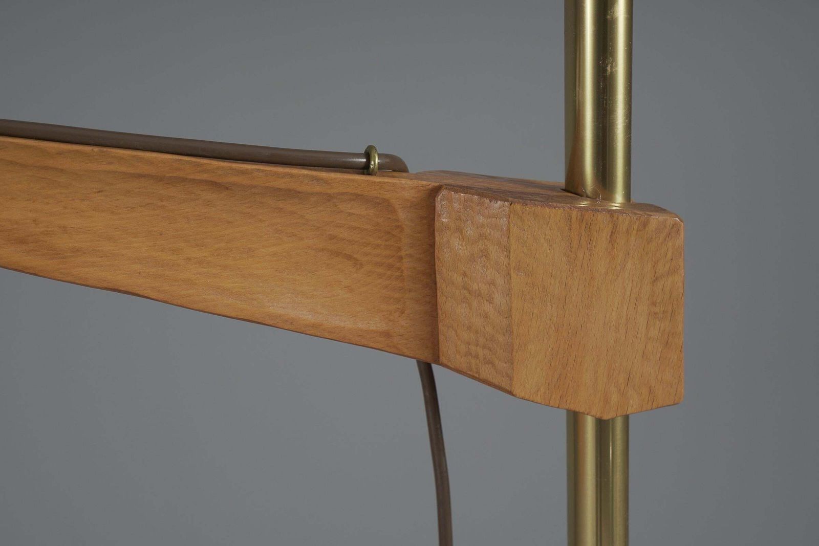 Lighting Unique Anthroposophic Floor Lamp In Wood, Brass And Fabric By Rudolf Dörfler photo