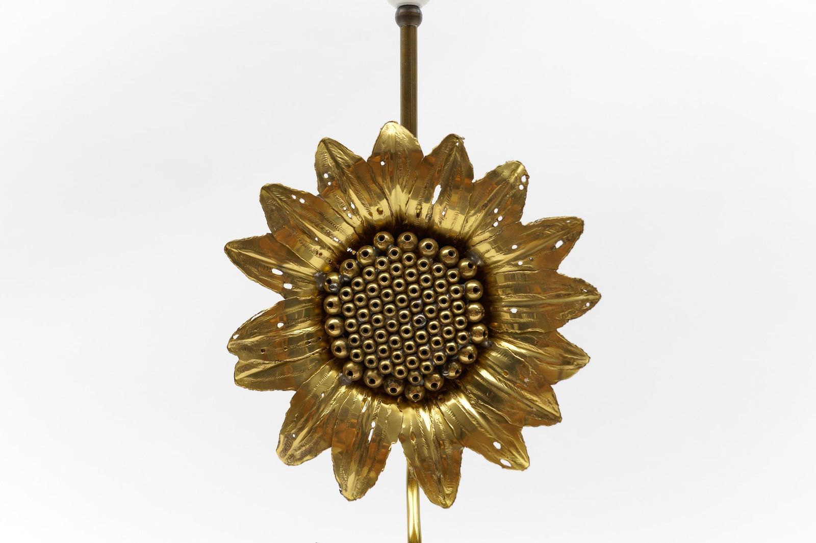 Lighting Mid Century Modern Sunflower Table Lamp Made In Brass And Wood, 1960s photo