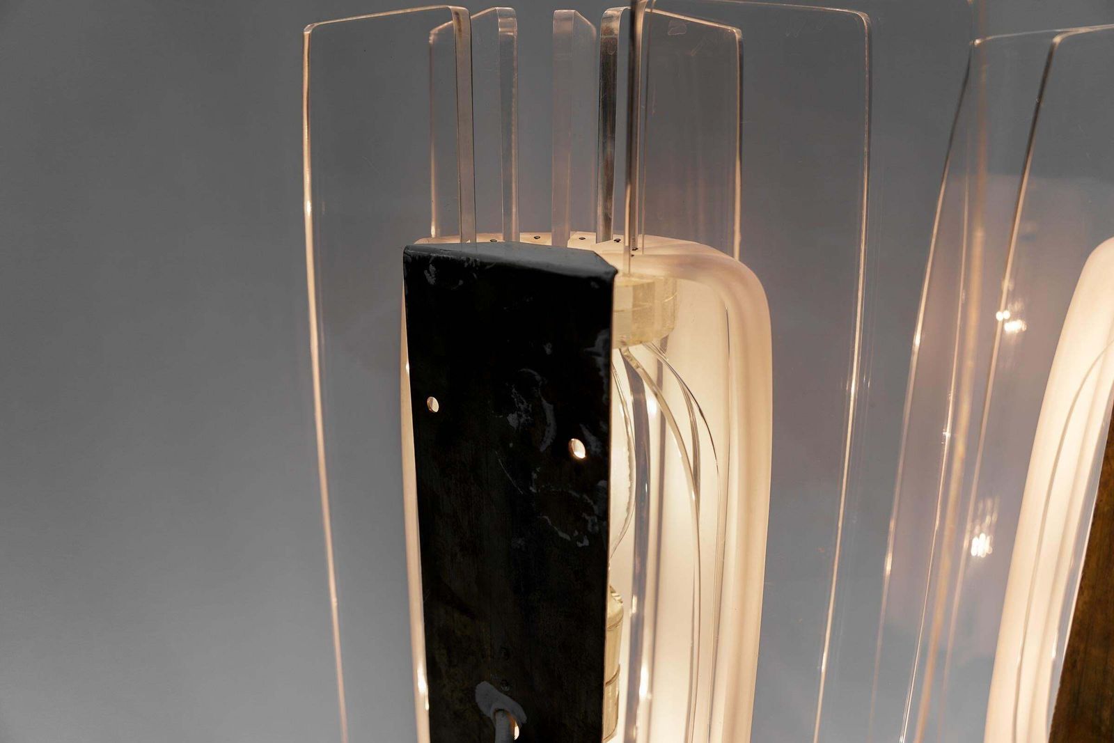 photo vintage Pair Of Awesome Large Acrylic Fan Wall Lamps, 1960s