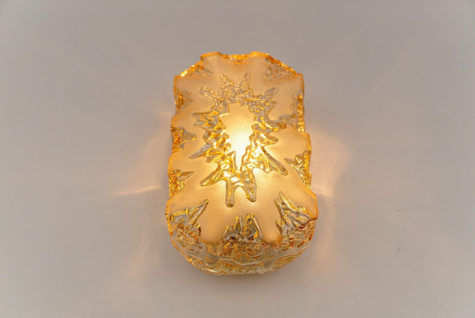 1. Of 3 Amber Glass Sconce Or Wall Lamp By Limburg, 1960s Germany photo 510.0