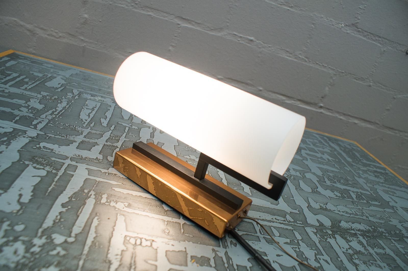 Midcentury Copper And Milk Glass Tubes Wall Lamp, Austria, 1960s photo Lighting