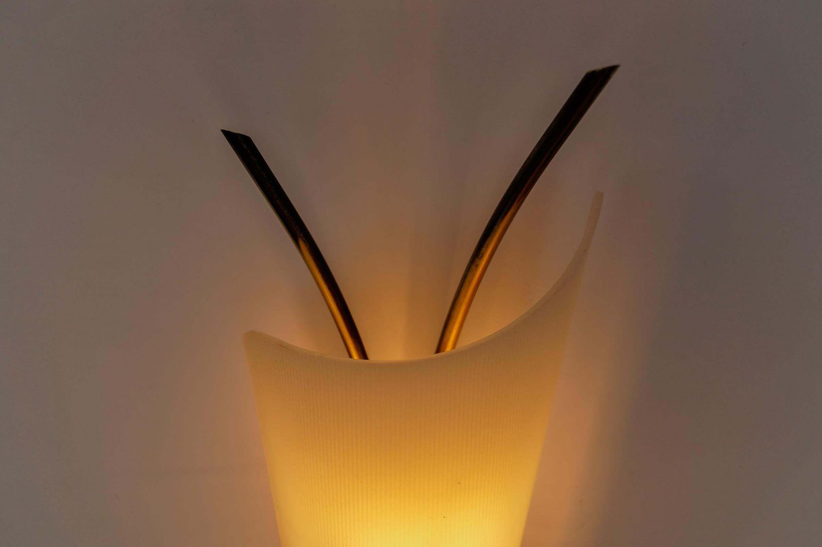 photo for sale Set Of 2 Mid Century Modern Wall Lamps Made In Acrylic And Brass, 1950s