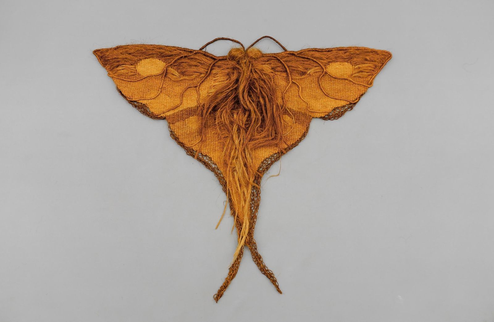 Handmade Butterfly Artist Mural Made Of Jute, 1960s Scandinavia photo furniture