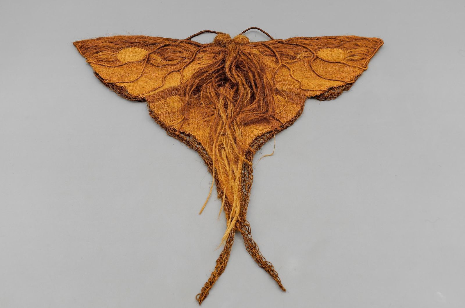 Handmade Butterfly Artist Mural Made Of Jute, 1960s Scandinavia photo for sale