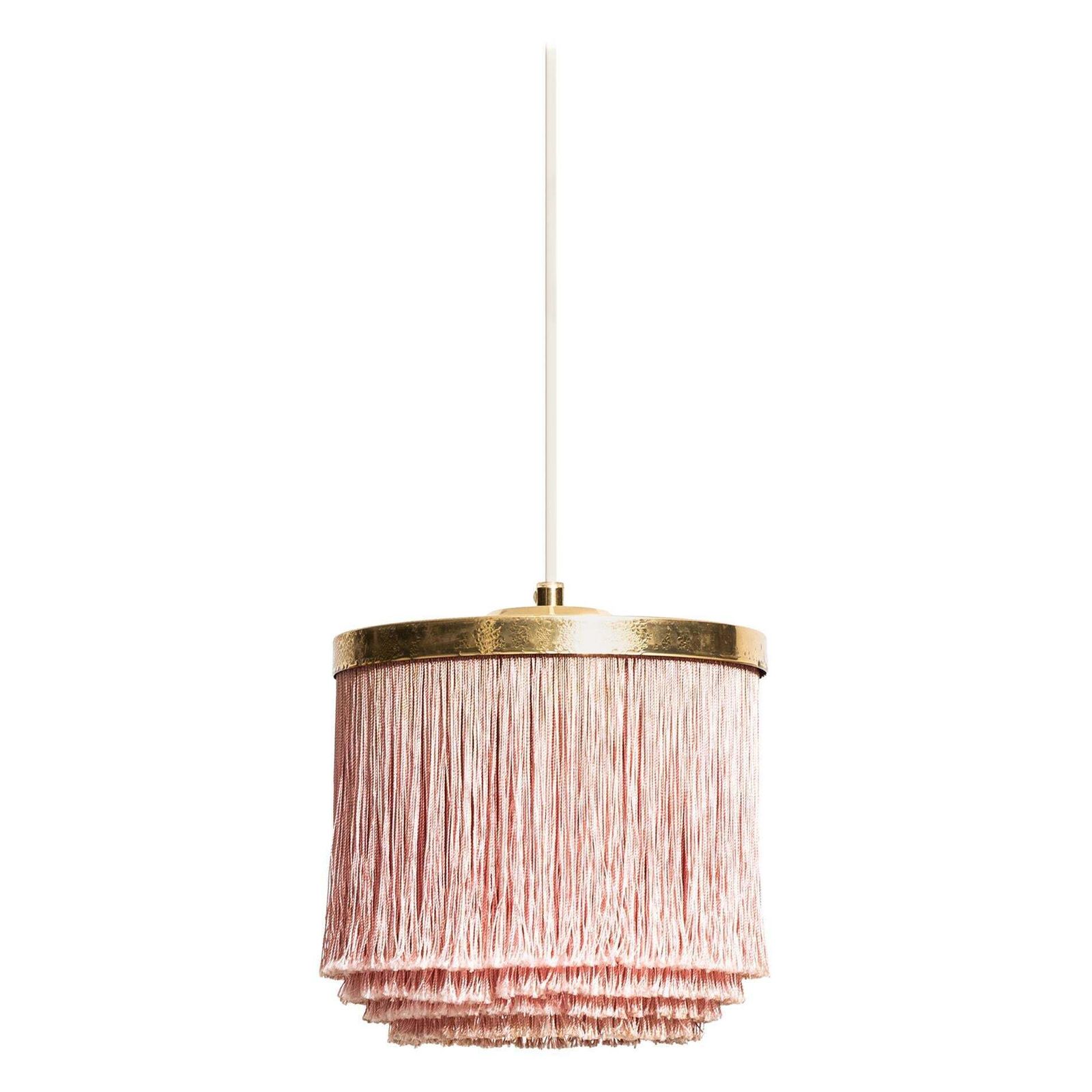 Hans Agne Jakobsson Ceiling Lamps Model T 605 In Brass And Silk Fringes