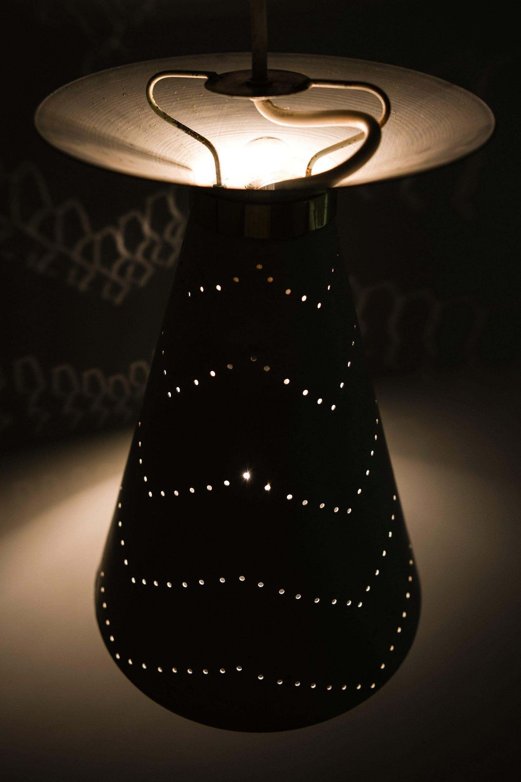 Ceiling Lamp In White Metal And Brass Attributed To Lisa Johansson Pape, 1950’s photo vinterior