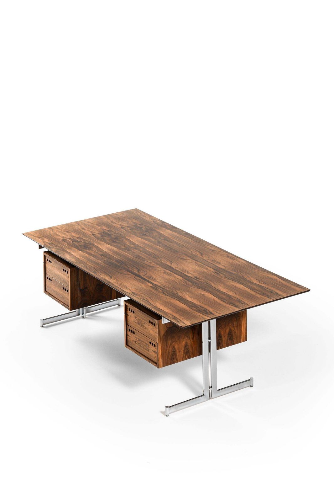 Freestanding Desk In Rosewood And Chromed Steel By Jan Lunde Knudsen, 1960's photo for sale