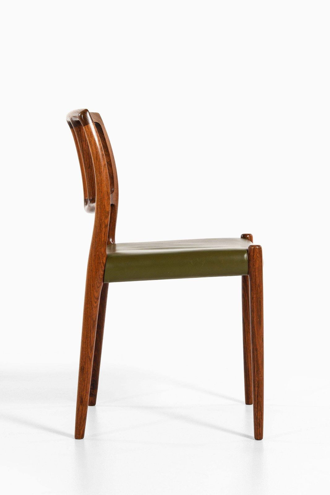 Set Of 8 Dining Chairs In Rosewood And Green Leather By Niels O. Møller, 1970's photo 12740.0