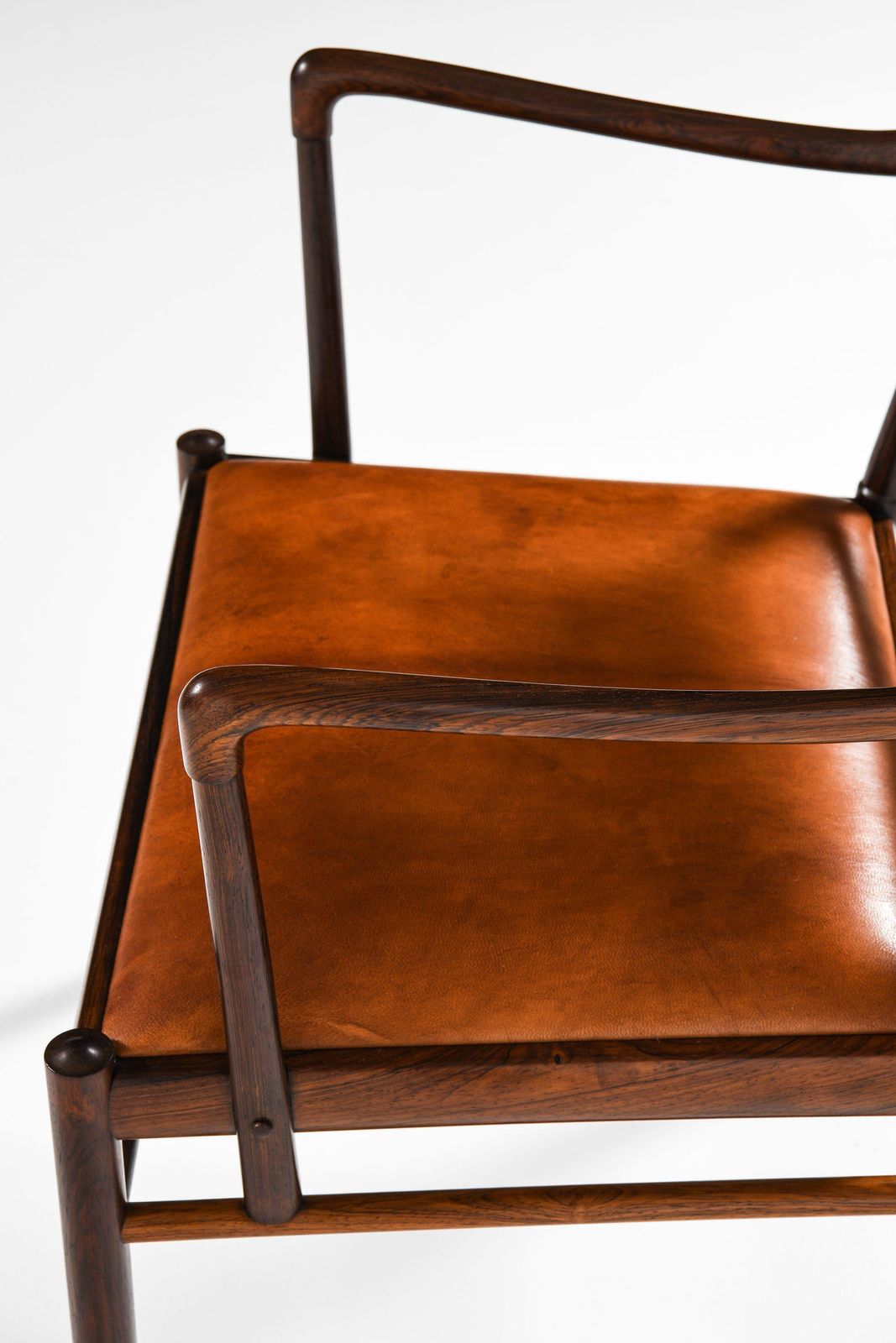 Furniture Armchair In Rosewood And Upholstered In Niger Leather By Ole Wanscher, 1960's photo