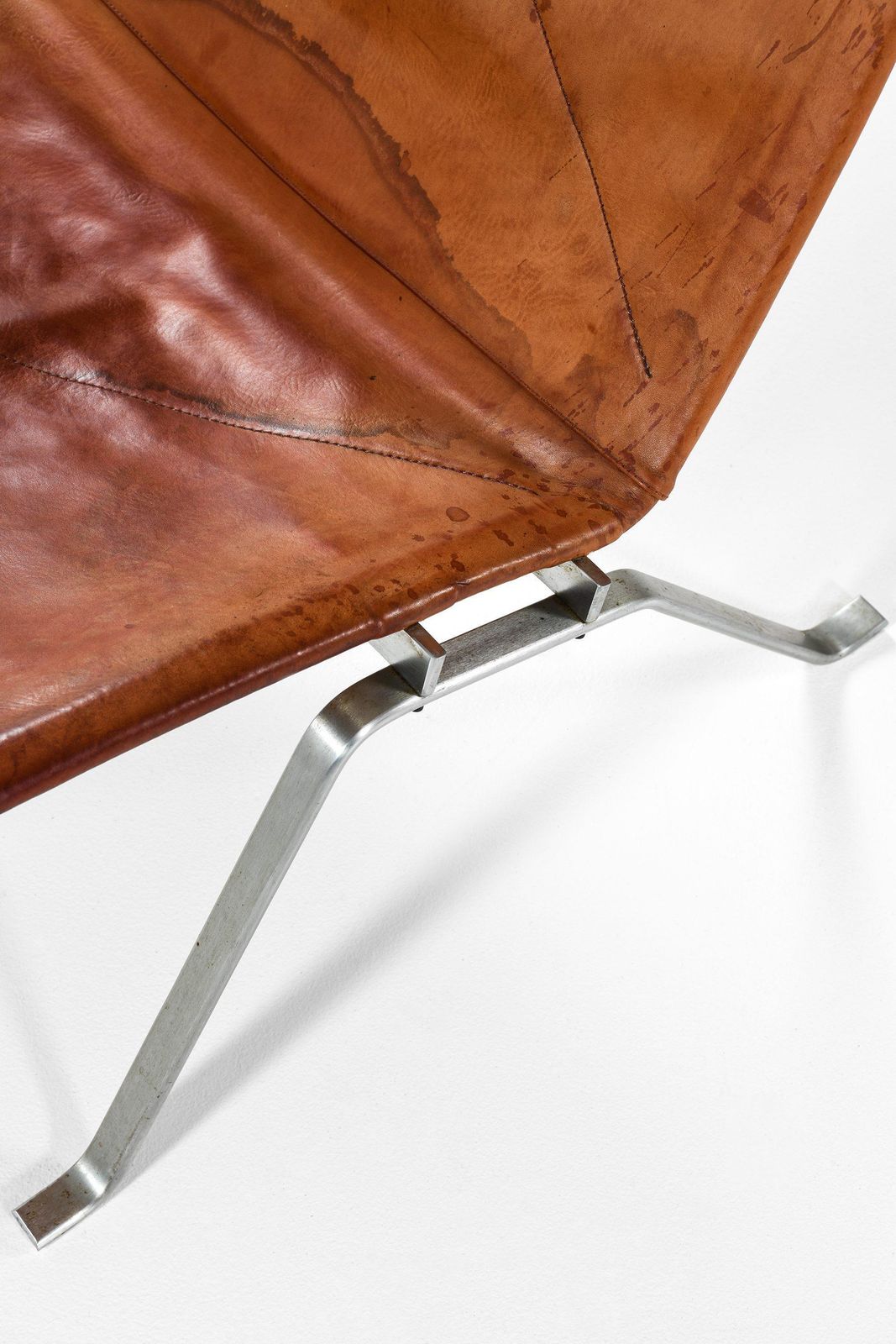Pair Of Easy Chairs In Original Leather And Steel By Poul Kjærholm, 1950s photo Furniture