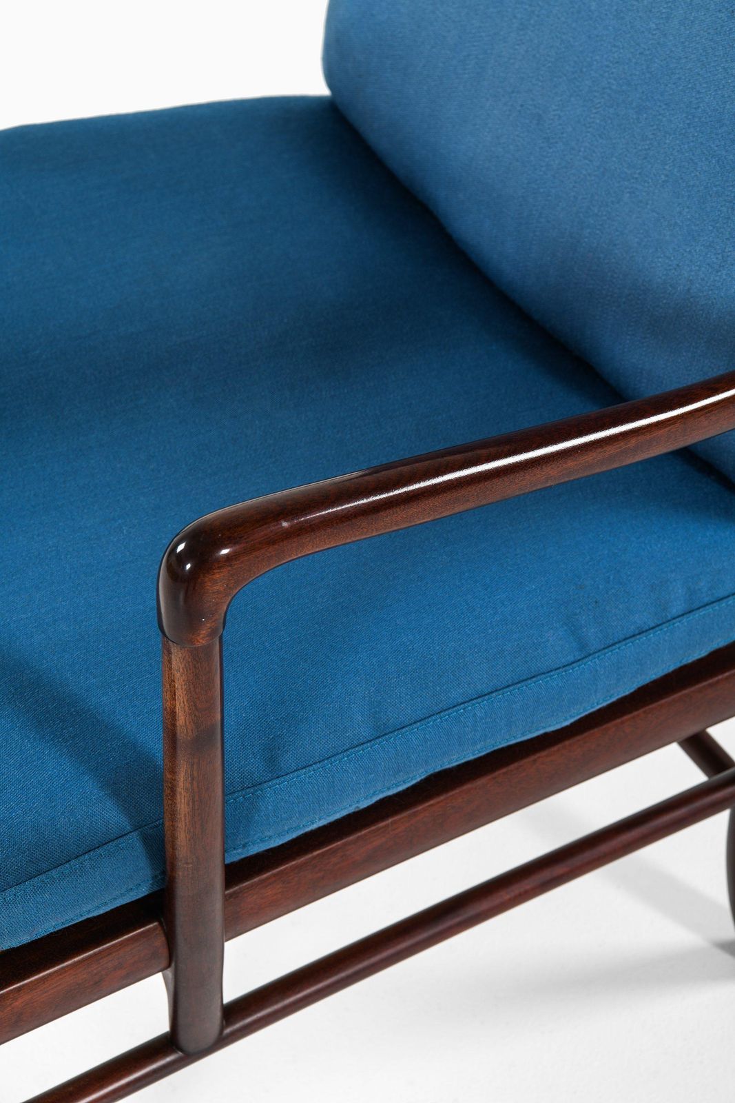 Colonial Easy Chairs In Mahogany, Woven Cane And Fabric By Ole Wanscher, 1960's photo vinterior
