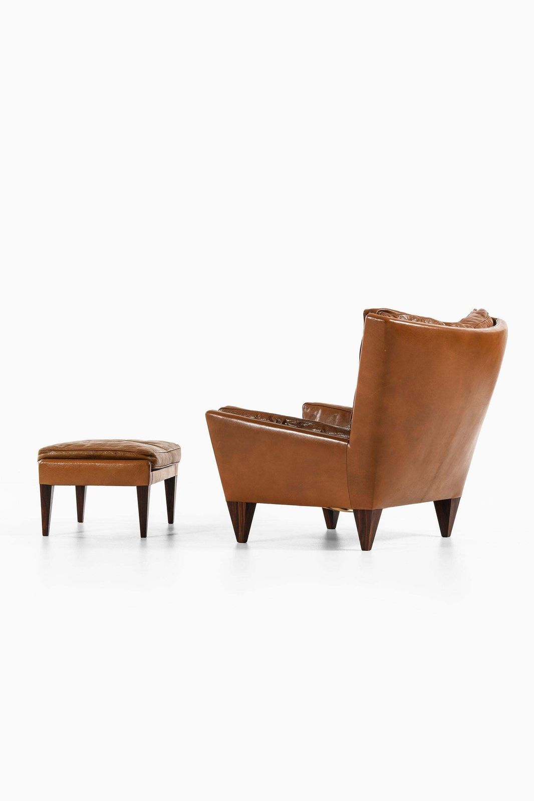 Easy Stool And Chair In Rosewood With Brown Leather By Illum Wikkelsø, 1960's photo Furniture