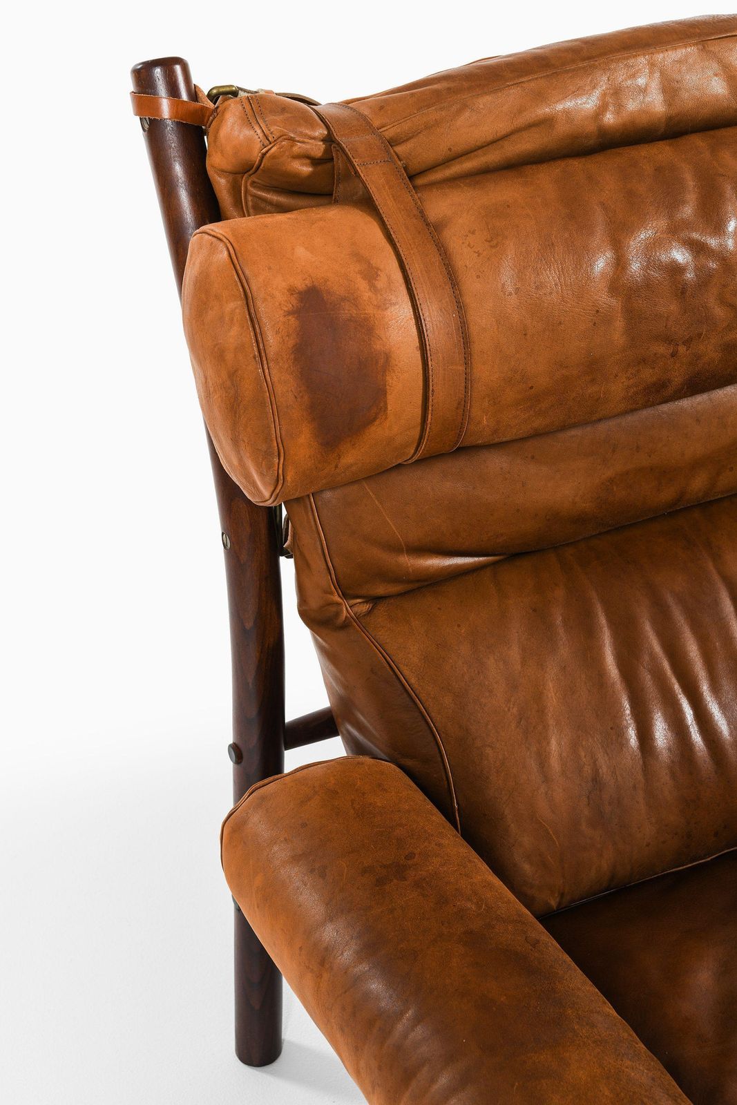 photo for sale Pair Of Easy Chairs With Side Table In Beech And Leather By Arne Norell, 1960s