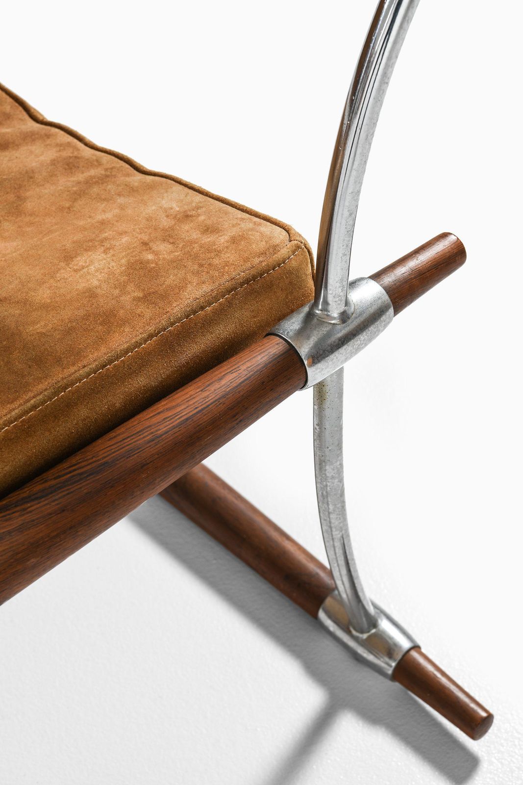 Pair Of Easy Chairs In Rosewood & Steel Frame By Jens Harald Quistgaard, 1960's photo vintage