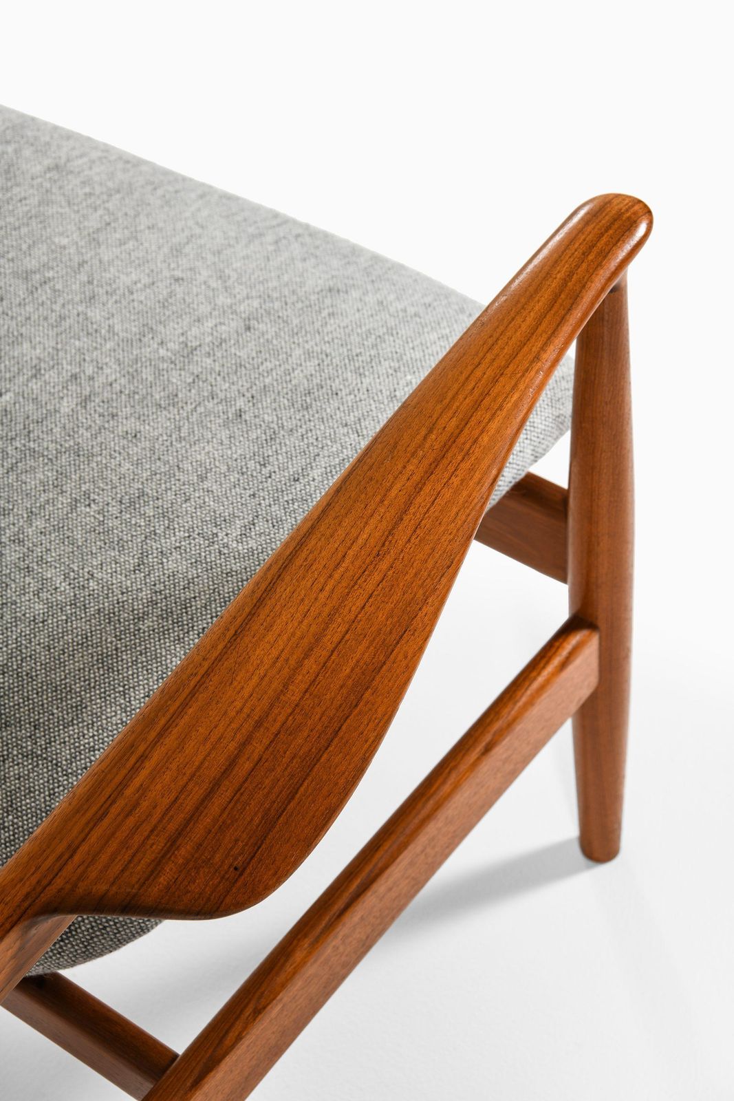 Pair Of Easy Chairs In Teak & Reupholstered In Kvadrat Fabric By Finn Juhl, 1956 photo vintage