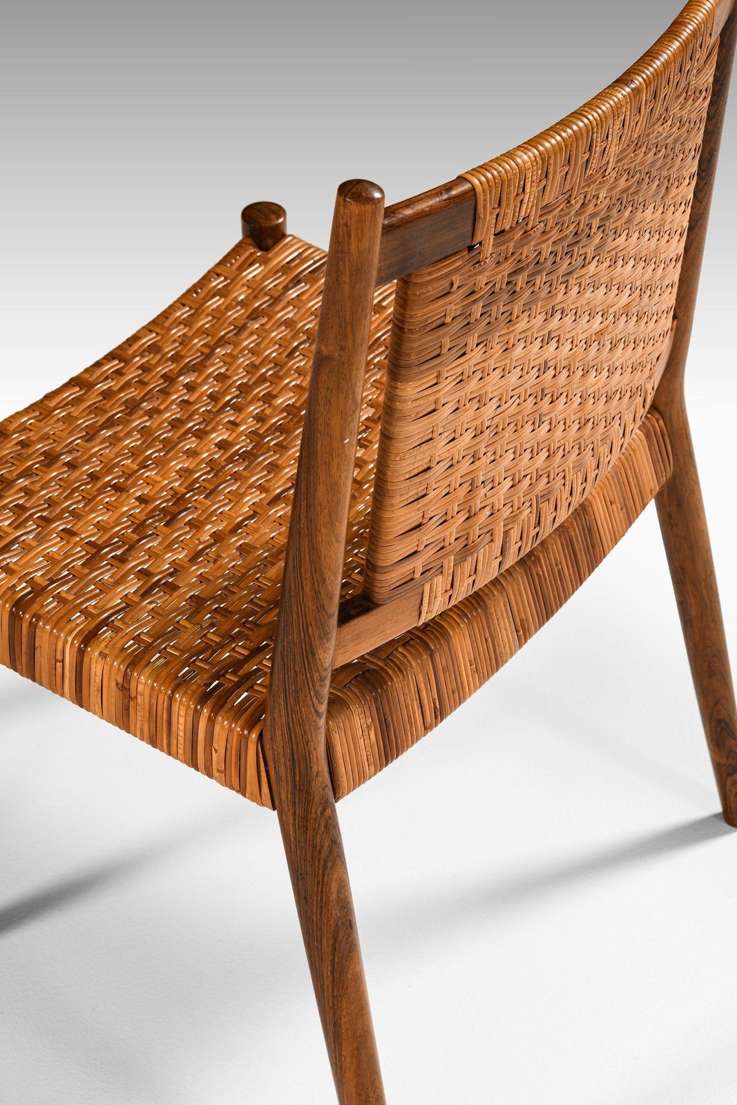 photo for sale Set Of 8 Dining Chairs In Rosewood And Woven Cane By Steffan Syrach Larsen, 1960