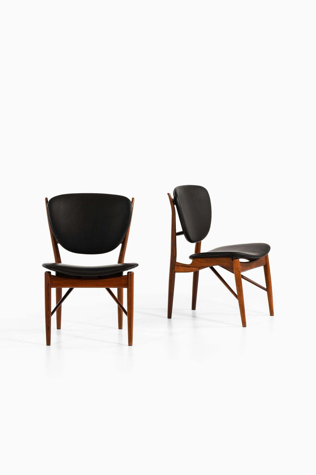 Dining Chairs In Rosewood And Black Leather By Finn Juhl, 1951 photo for sale
