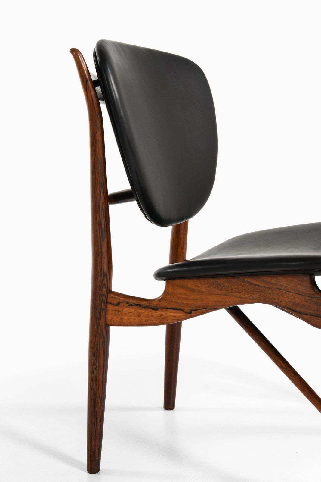 Dining Chairs In Rosewood And Black Leather By Finn Juhl, 1951 photo vintage