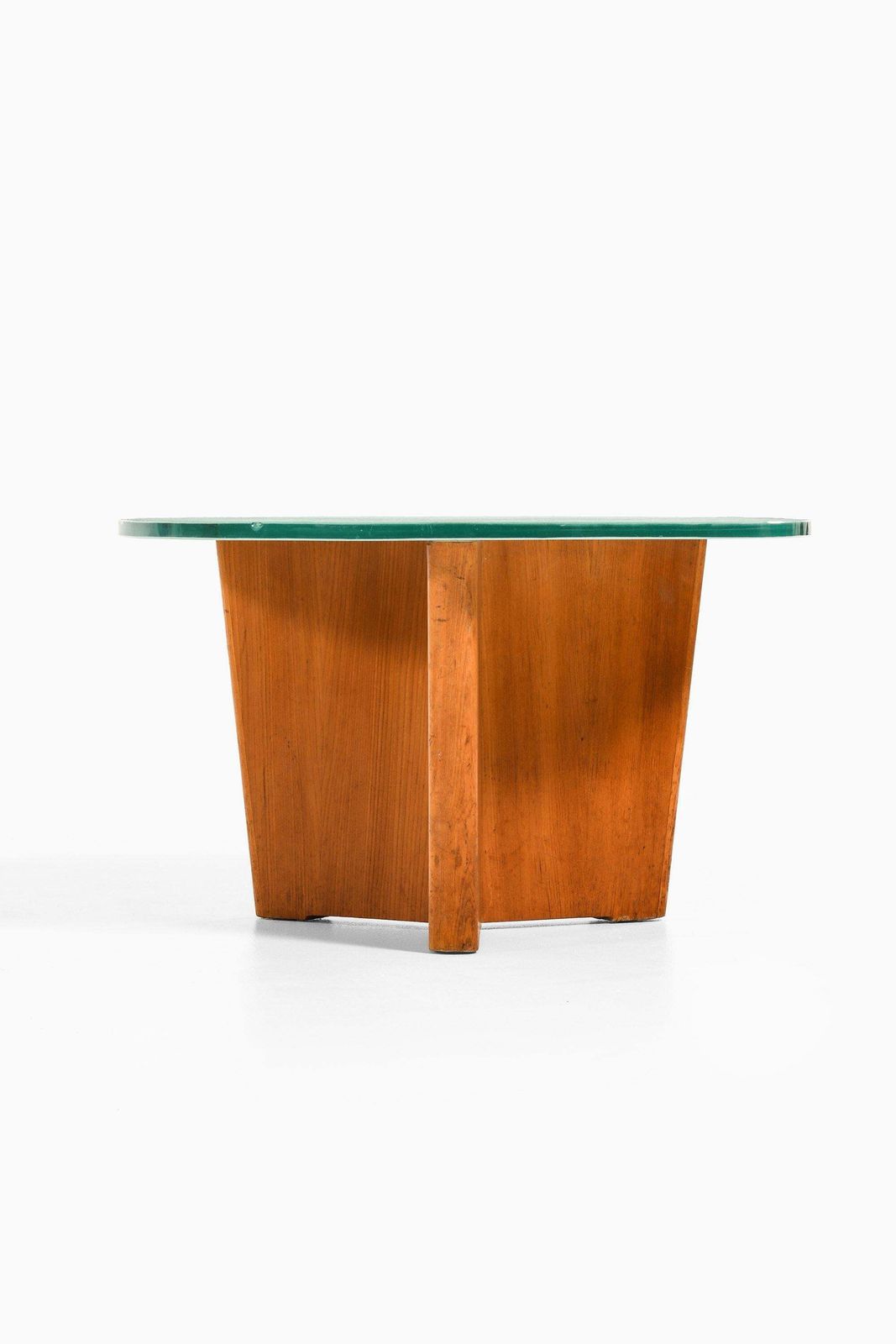 Coffee Table In Elm And Original Glass Top By Greta Magnusson Grossman, 1930's photo for sale