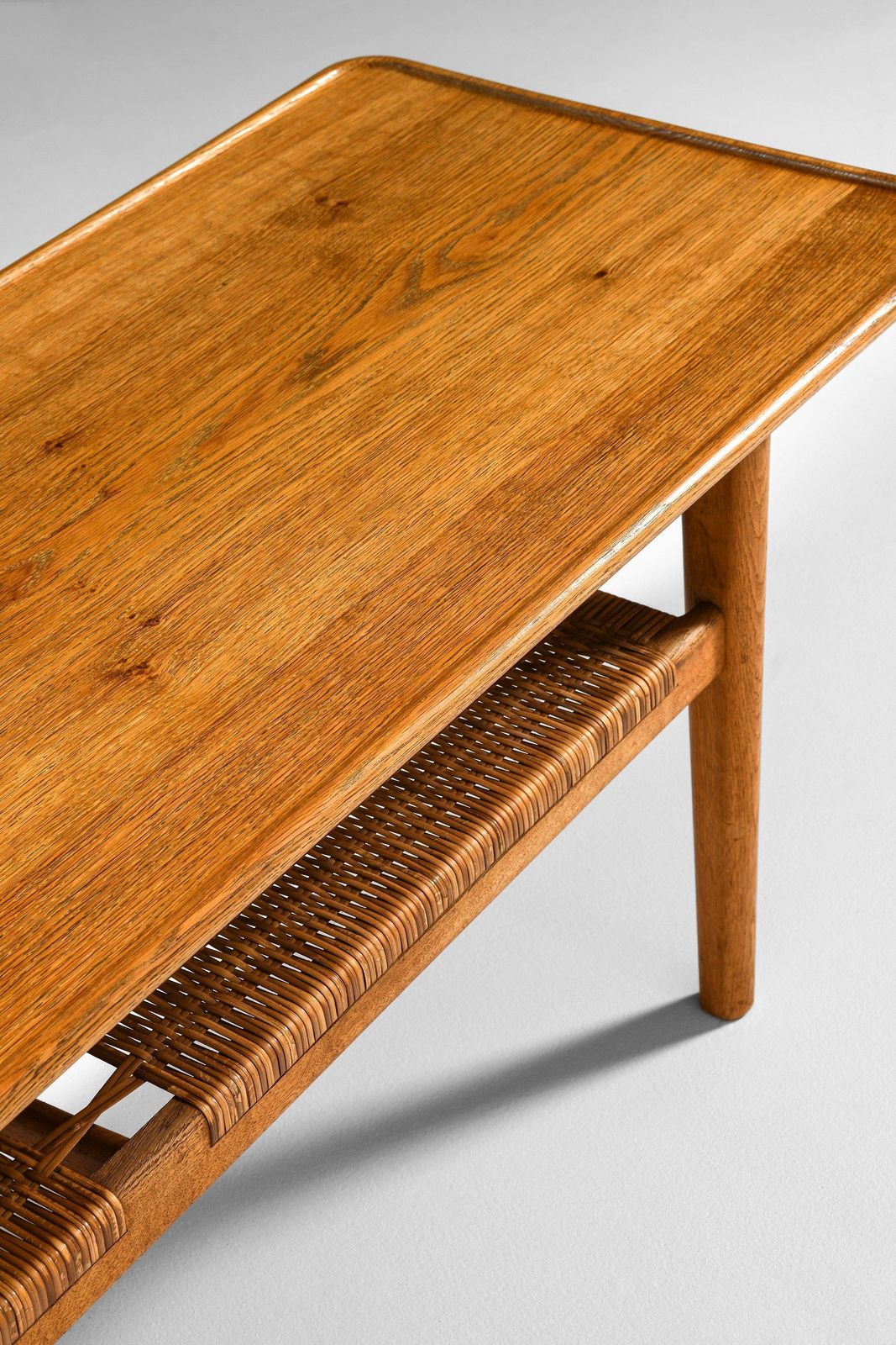 Coffee Table In Oak And Woven Cane By Hans Wegner, 1950's photo buy