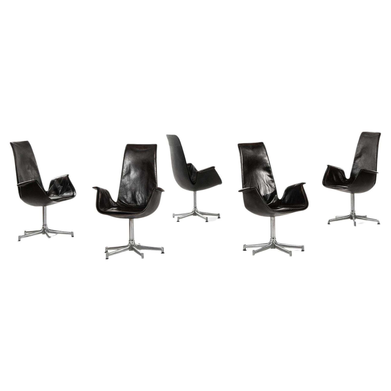 Armchairs In Leather And Steel Frame By Preben Fabricius & Jørgen Kastholm, 1969