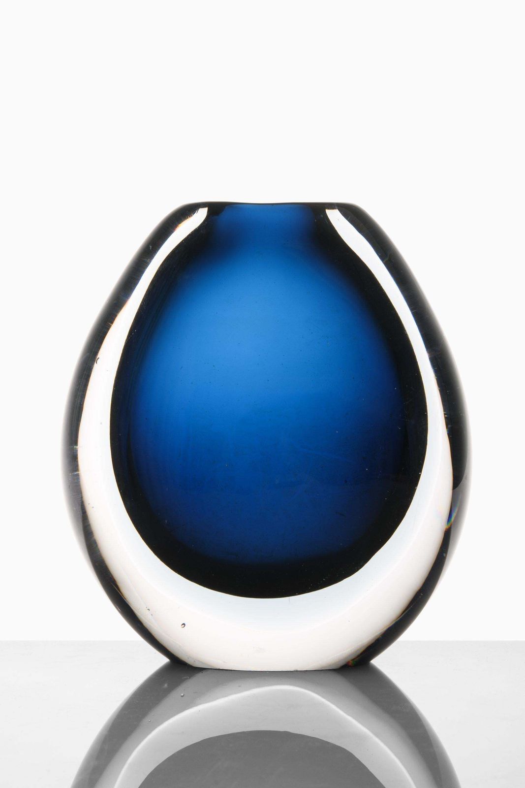 Round Glass Vase In Blue By Vicke Lindstrand, 1960's photo Home Decor