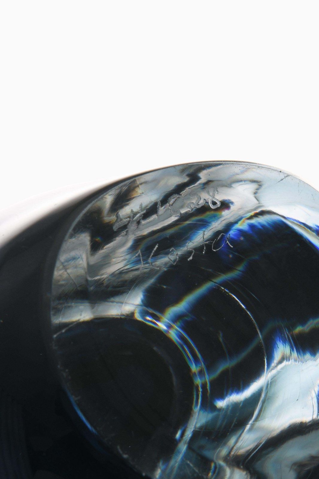 Dark Blue Glass Vase By Vicke Lindstrand, 1960's photo vinterior