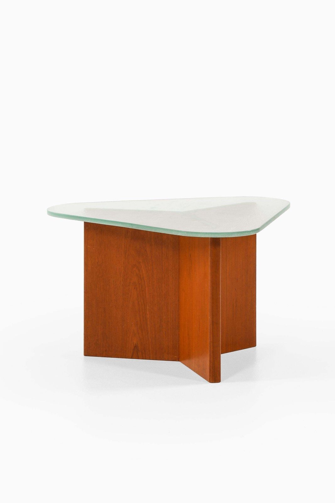 Triangular Coffee Table In Elm And Raw Glass Top By Axel Einar Hjorth, 1940's photo furniture