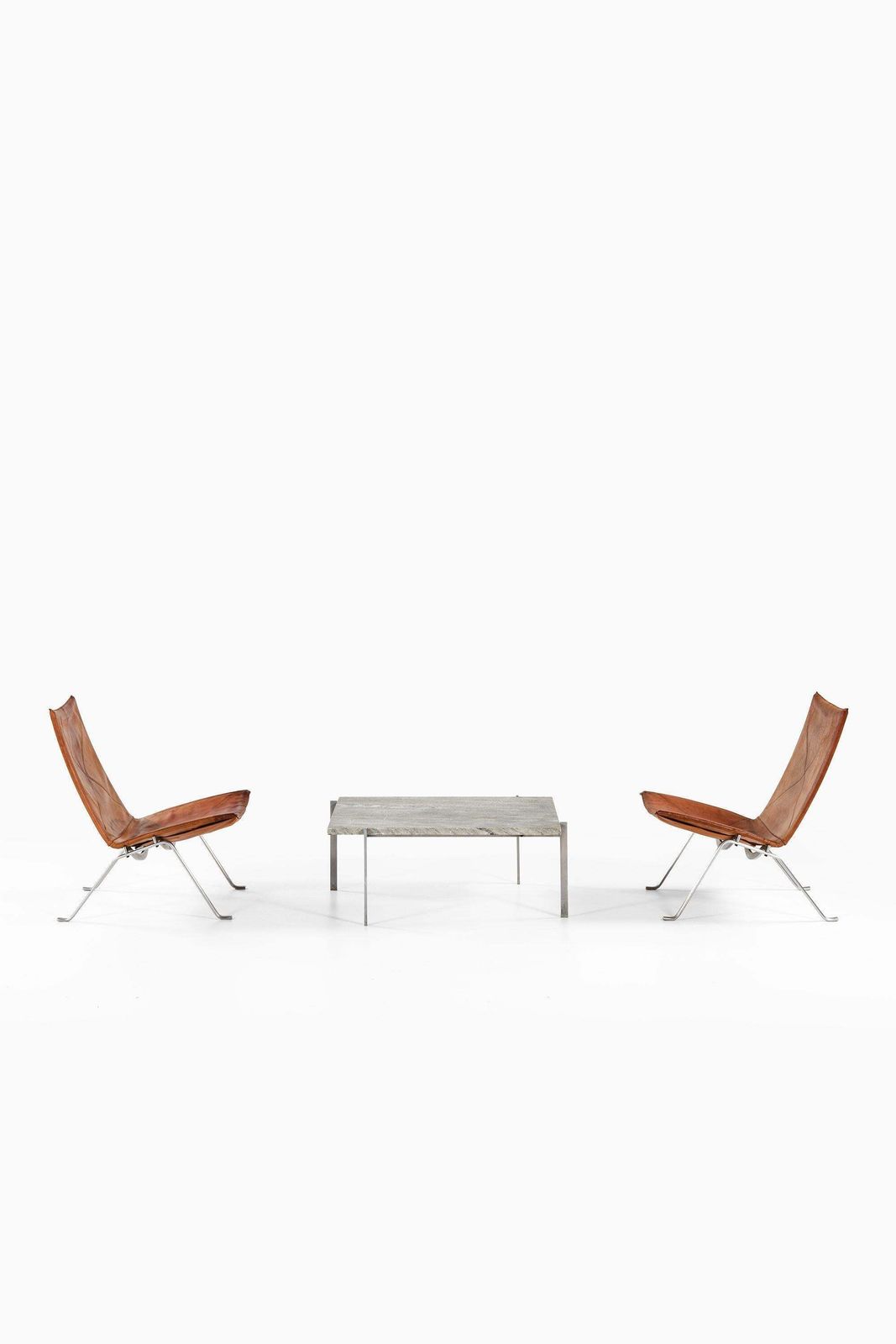Coffee Table In Steel With Cipollini Marble Top By Poul Kjærholm, 1950s photo buy