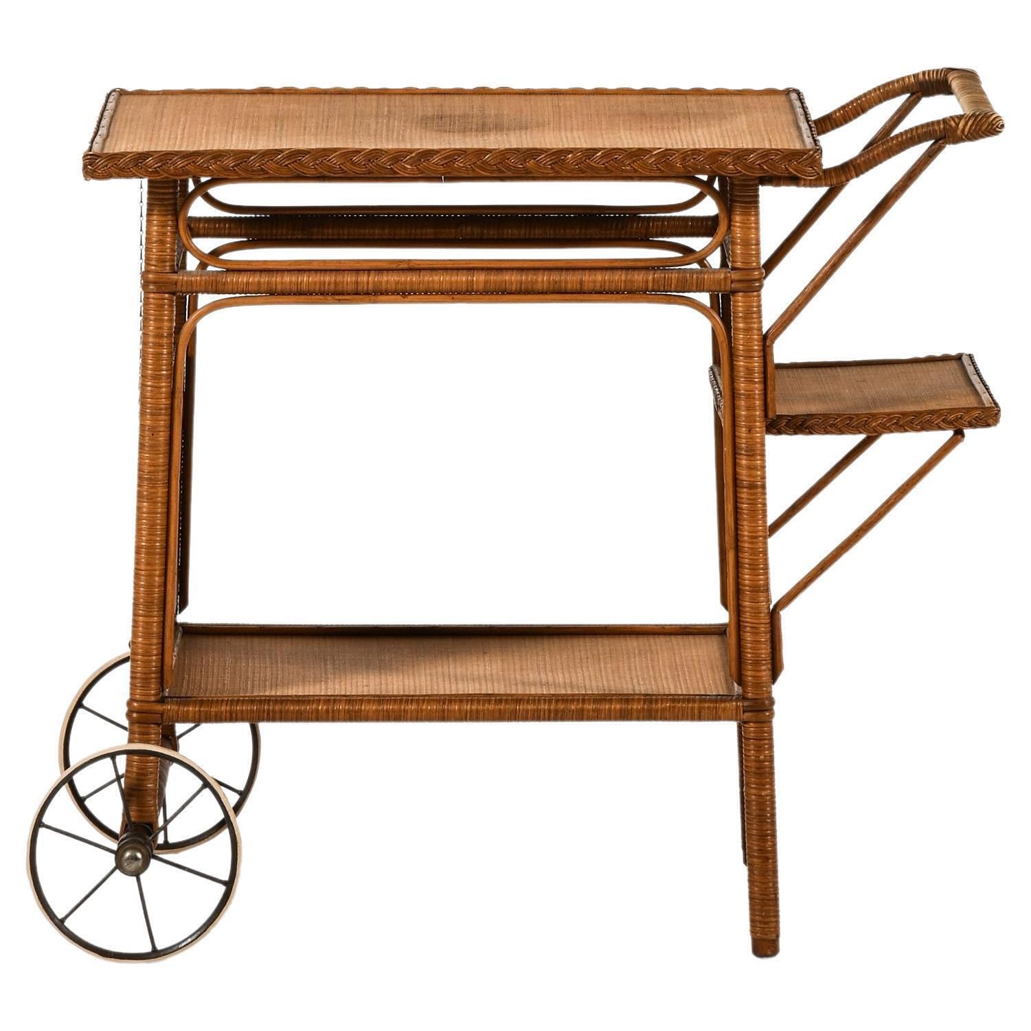 Trolley In Cane And Rattan By Robert Wengler, 1940's