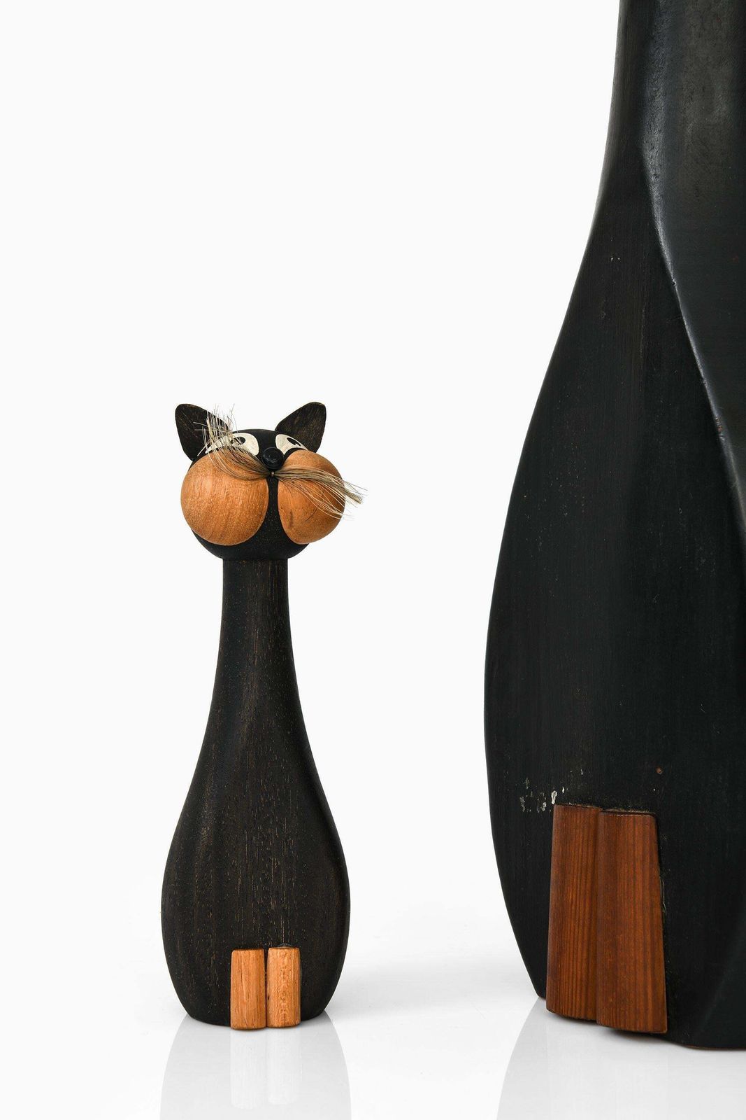 Pair Of Cats In Black Lacquered Wood By Laurids Lønborg, 1960's photo for sale